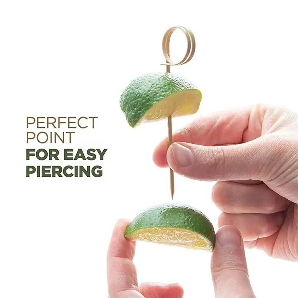 Description Picture 2 of item100PCS Disposable Bamboo Tie Picks Bamboo Knot Skewers Food Picks With Twisted Ends Food Fruit Fork Bamboo Sticks