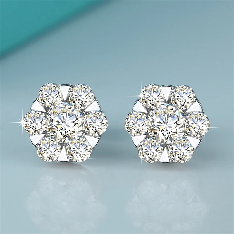 Moissanite Diamond Earrings 925 Sterling Silver D Color VVS1 Moissanite Classic Snowflake Stud Earrings For Woman Jewelry