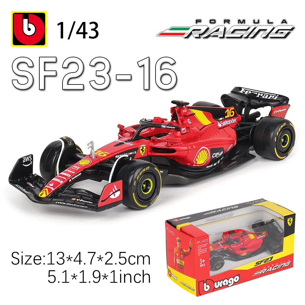 Die Cast Car Model Bburago 1:43 F1 Scuderia Ferrari SF24 SF23 #16 lecler #55 sainz jr alloy luxury die cast car model toy series