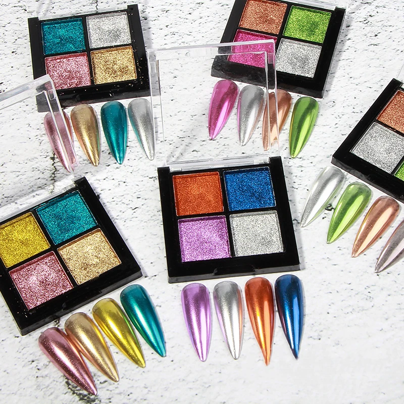 

Solid Magic Mirror Nail Art Glitter Powder Mirror Glitter Design Nail Art Pigment Rub Dust Flakes Decorations Brush Manicure