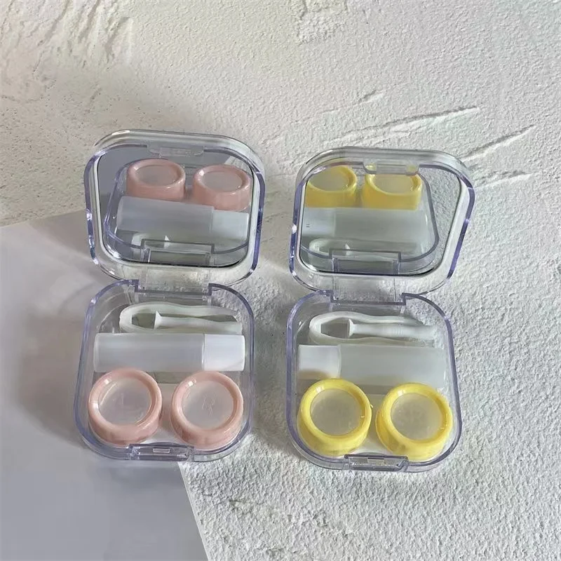 DUOXIU1set Portable Super cute mini Contact Lenses Box Lens With makeup mirror remover Color eye storage box suit ping contact lenses tools