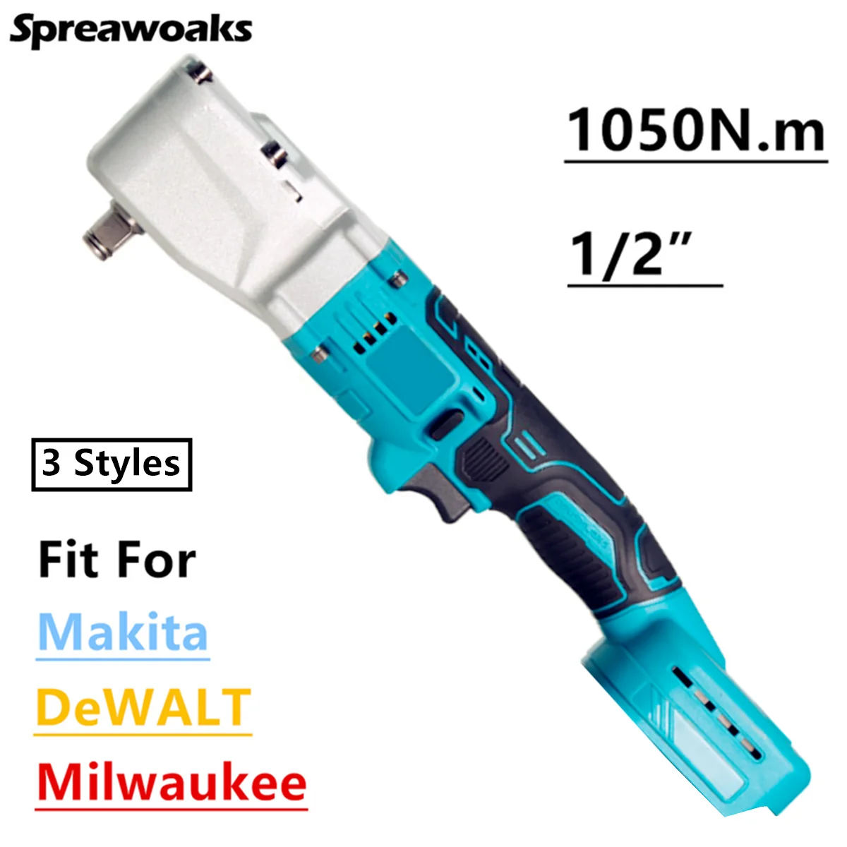 

1050N.m Electric Ratchet Wrench For Dewalt/Milwaukee/Makita 18V 20V battery 1/2" Cordless Driver Removal Screw Nut Power Tools