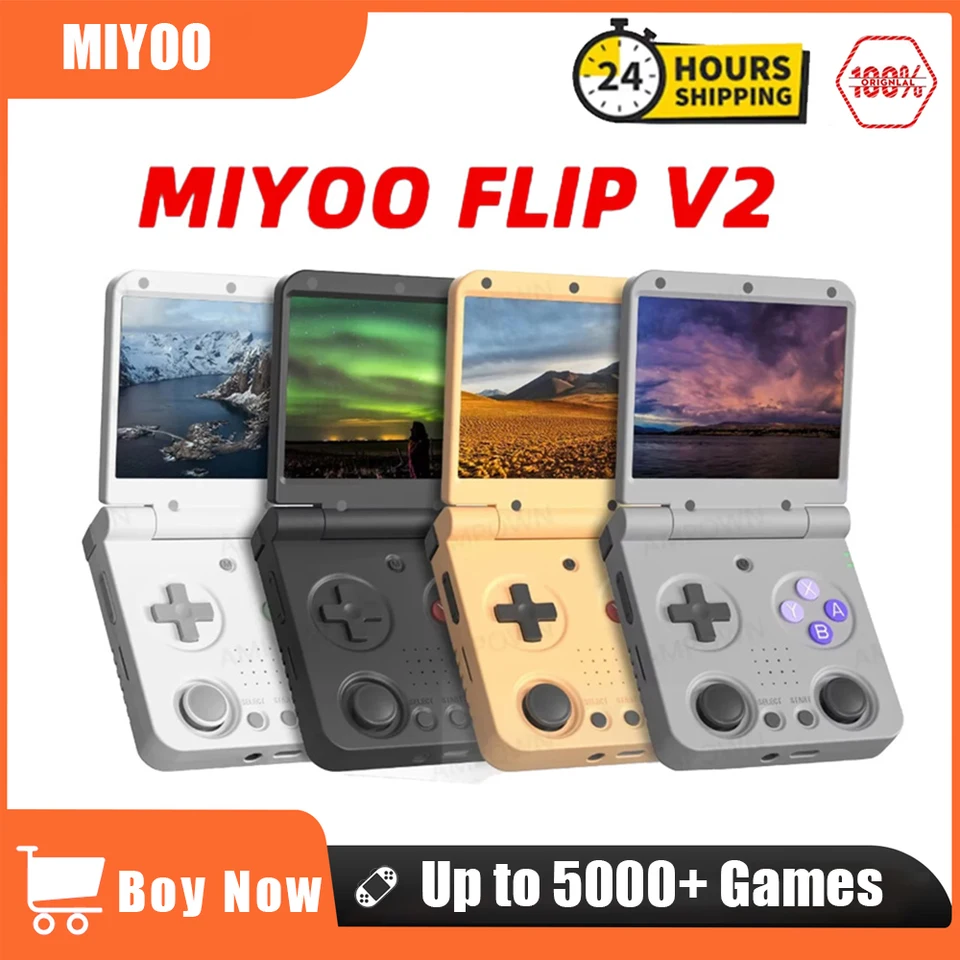 MIYOO Flip V2 レトロゲーム機 ハンドヘルド 金属ヒンジ付き 3.5インチ