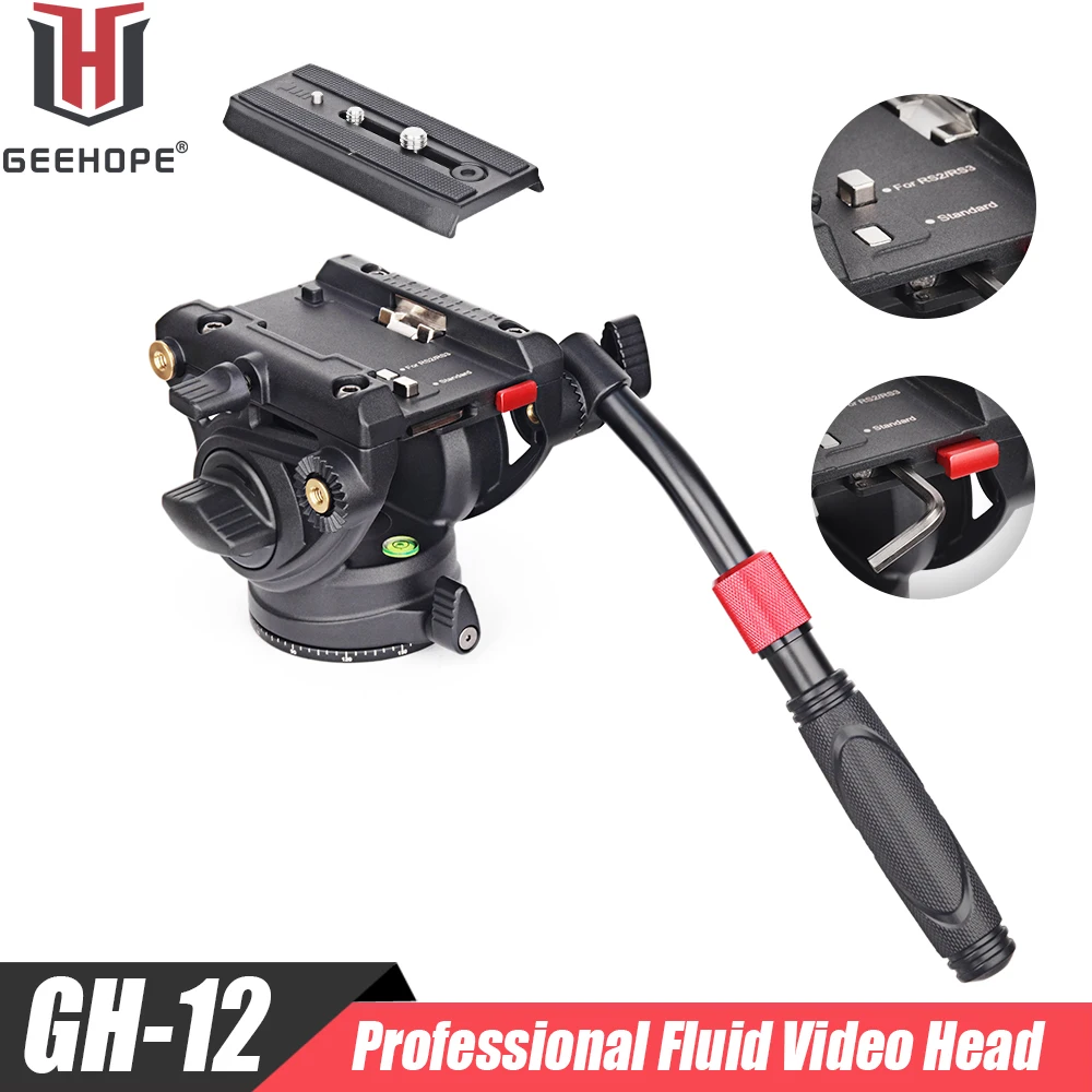 GH-12 Professional Hydraulic Fluid Video Head For Tripod Monopod Slider DSLR Cameras Camcorder Panoramic Tripod Head Load 12kg