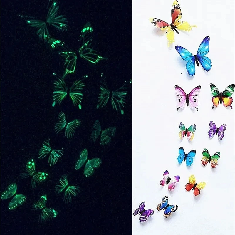 Luminous Wall Stickers 3D Wall Stickers 12/36pcs Luminous Butterfly 3D Wall Sticker Bedroom Living Room Window Ceiling Decor Wall Decals Home DIY Glow In Dark Wallpaper