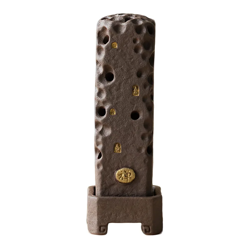 Zen Stick Incense Burner with Lid Ceramic Retro Aromatherapy Holder for Home Indoor Tea Room Desktop Meditation Decor Gift