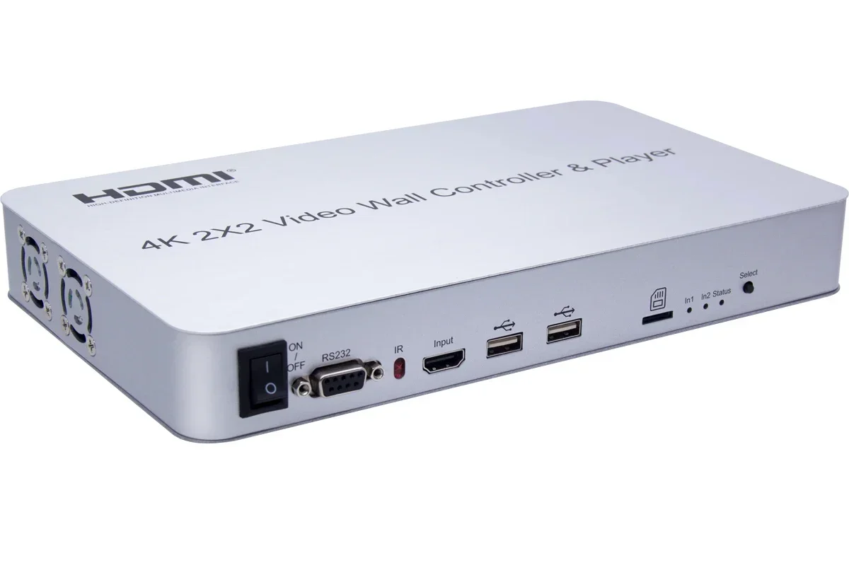 4K 2X2 HDMI 비디오 월 컨트롤러 멀티 스크린 접합 프로세서 TV 스플라이서 USB U 플래시 디스크 플레이어 키보드 및 마우스 지원