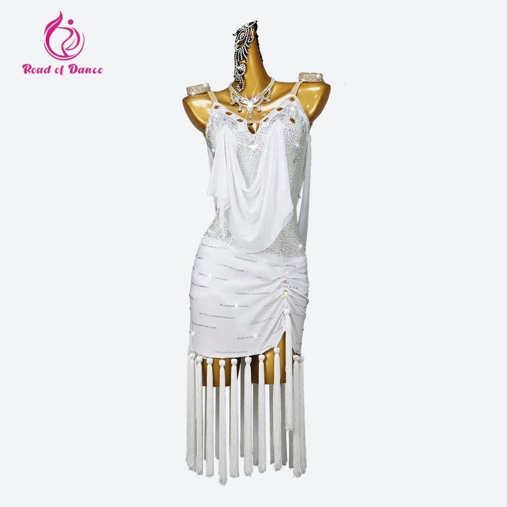 

Latin Dance Dress Women's Practice Clothing Dancewear Skirt Female Girl Line Parties Jumpsuit American Costume Fringe Suit Stage