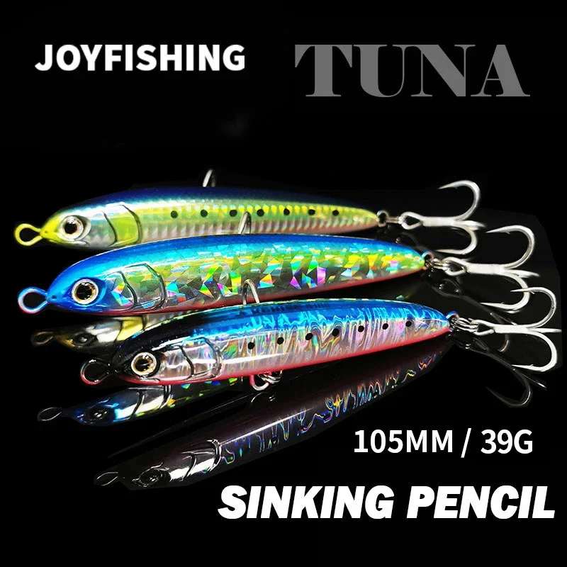 

1Pcs 105mm 39g Sinking Pencil Fishing Lure Stickbait Wobblers Isca Pesca Heavy Pecil for Seabass Tuna Fish Bait 9221