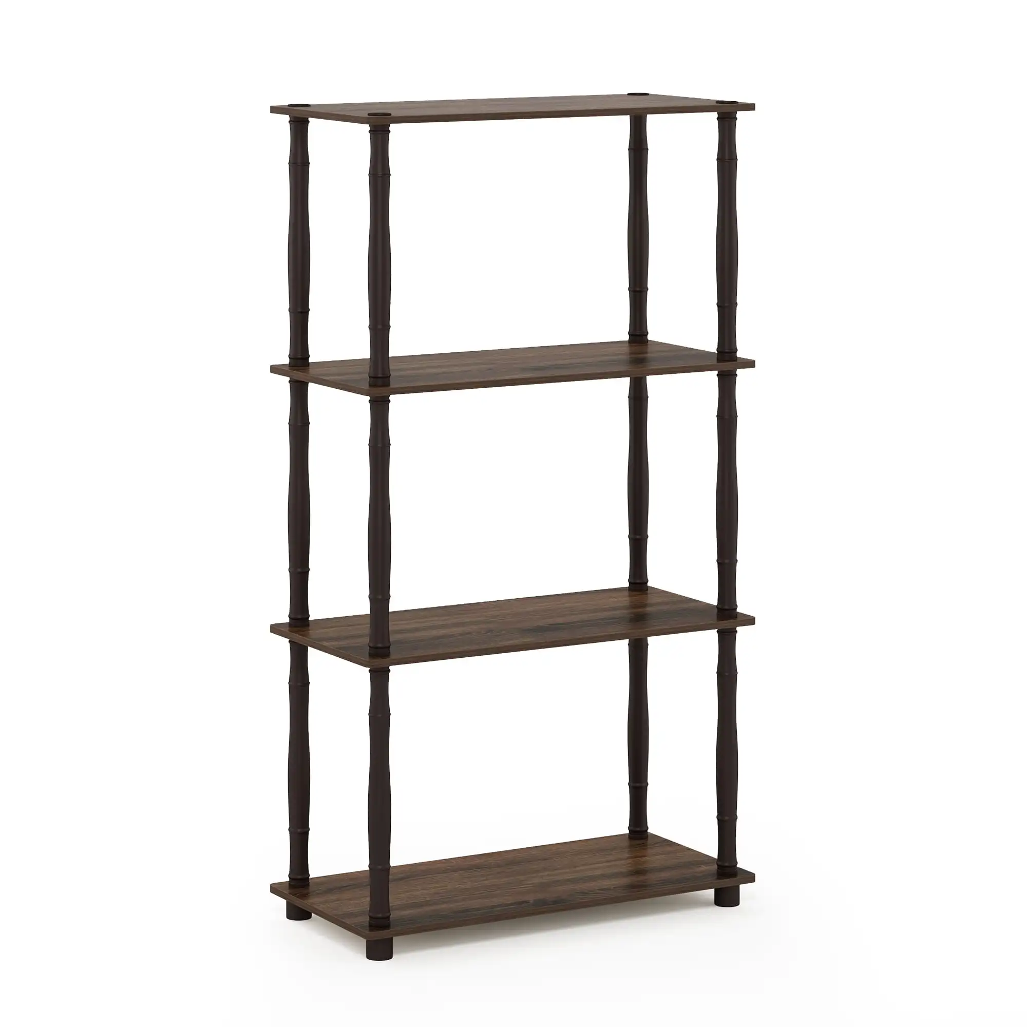 

Furinno Turn-N-Tube 4-Tier Classic Tubes Display Shelf, Brown