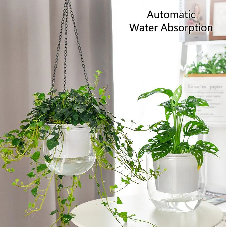 

Hanging Flowerpot Self Absorbing Water Hanging Planter Thickened Plastic Planter Hydroponic Soil Cultivation Lazy Flower Pot