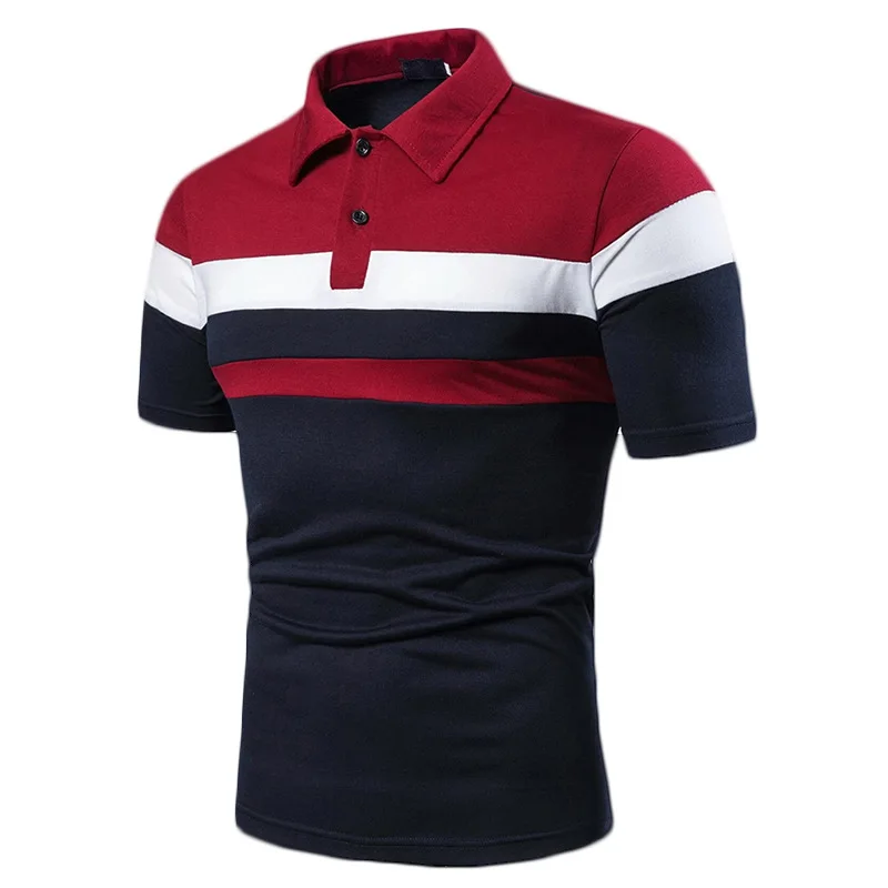 

2023 Daily Men's Lapel Striped Polo Shirt Casual Solid Color Slim Fitting Summer Men's Fashion Brand New Men's Clothing
