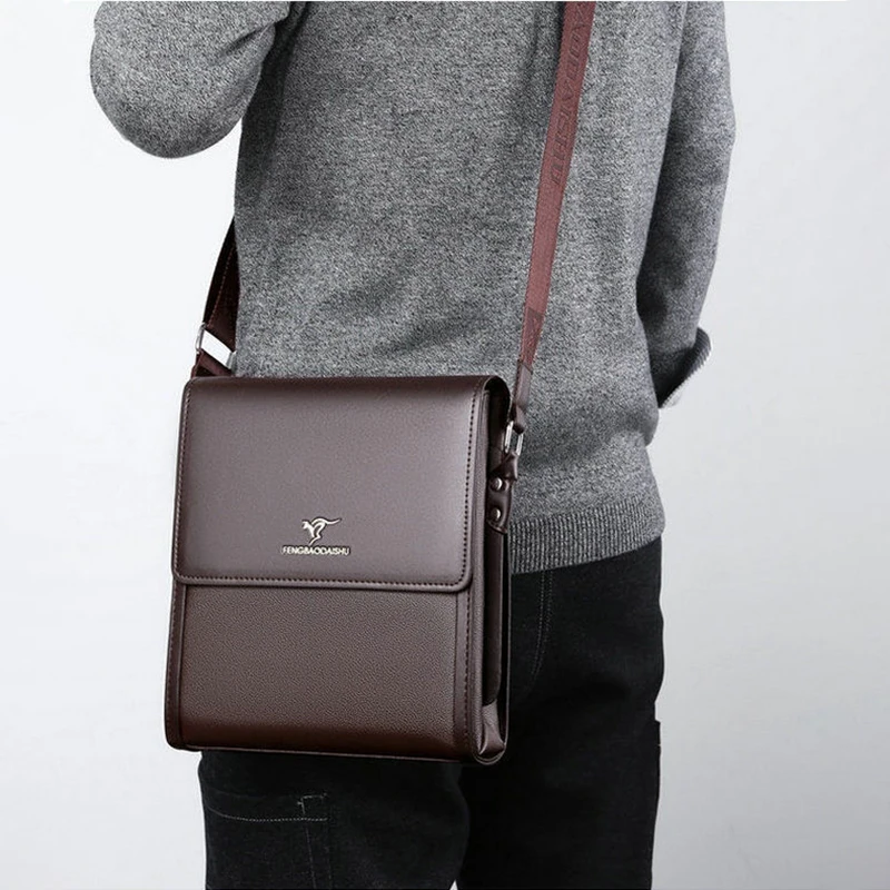 Shoulder Bag For Men PU Leather Porter Briefcase Cross Business Messenger Designer Luxury Crossbody Side Phone Bag Pouch Husband