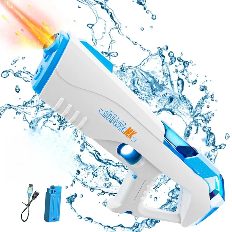 어린이용 전동 물총 여름 해변 수영장 뒷마당 자동 물 흡수 야외 수영 물놀이 장난감 조명付き 물총