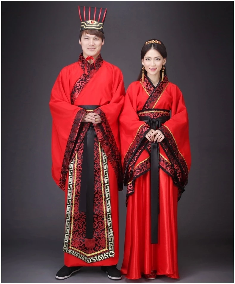 Ancient Chinese Han-style wedding dress, red bride and groom wedding dress, Han costume, Tang Dynasty TV drama costume