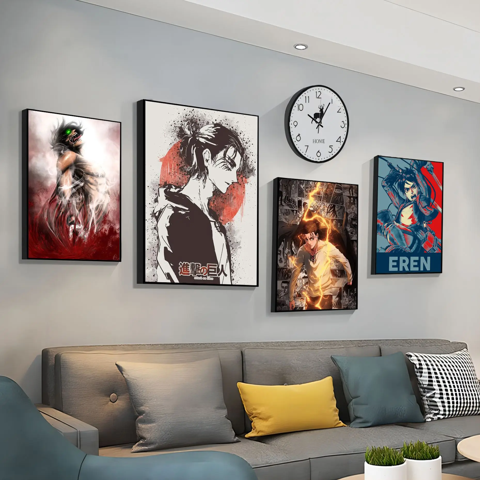 

A-Attack-T-Titan E-Eren-Y-Yeager Anime Posters Sticky HD Quality Wall Art Retro Posters For Home Kawaii Room Decor