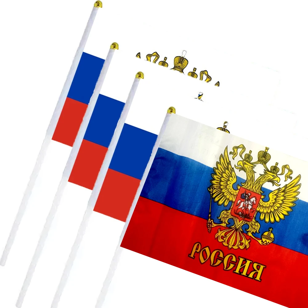 

Быстрая доставка, российские флаги с ручным Мах, 100% полиэстер, российские ручные флаги с шестом