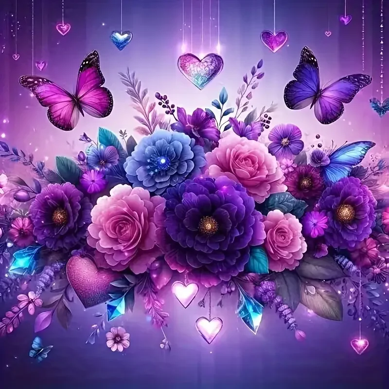 RUOPOTY DIY Decor Flowers And Butterflies Pattern 5D Diamond Painting Kits Art Crafts Home Wall Decor Diy Gifts