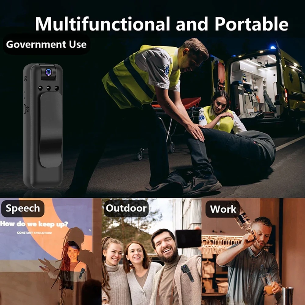 1080P HD Mini Camera Portable Digital Video Recorder BodyCam 180 Degree Rotating Infrared Night Vision Sports DV Camcorder 2025