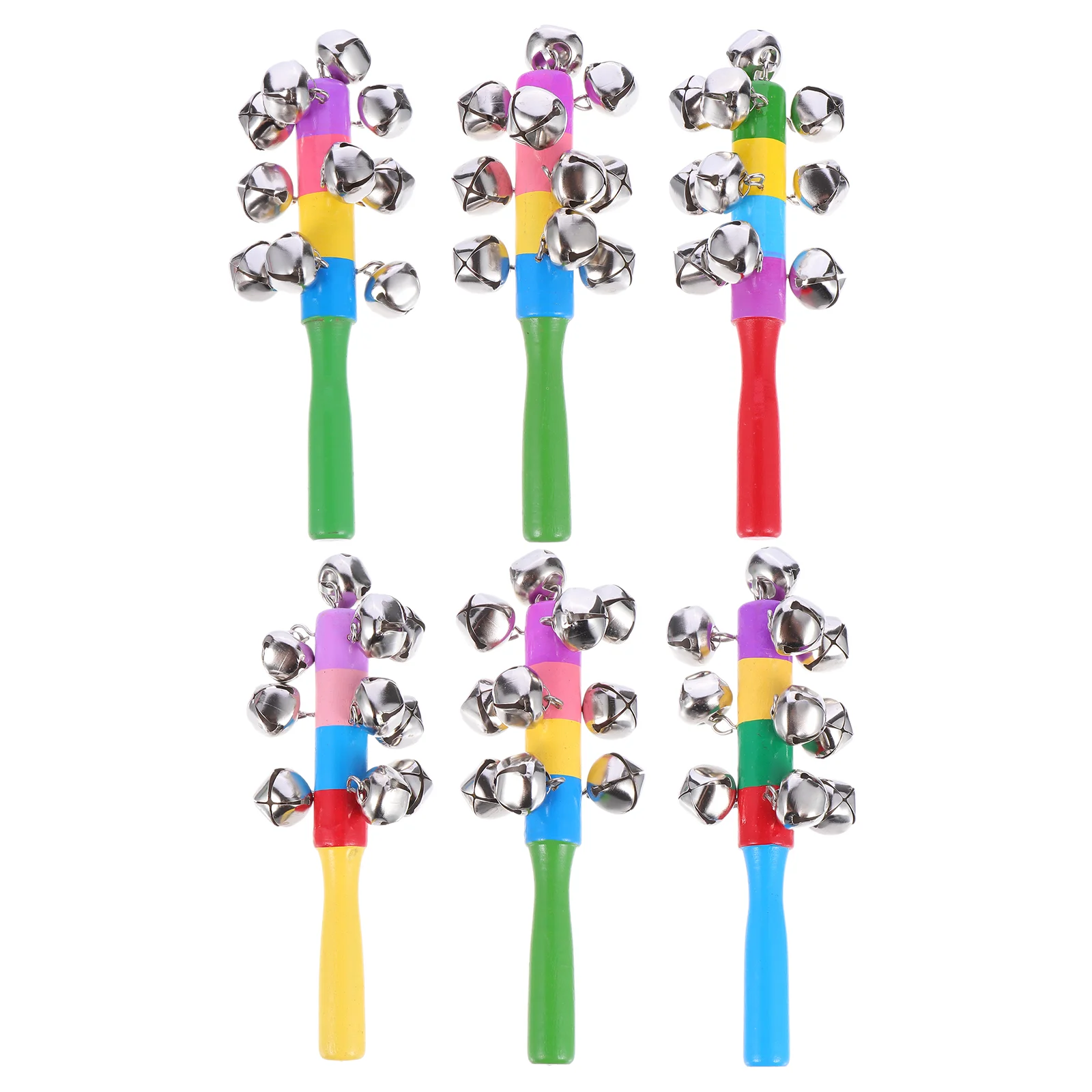 

6 Pcs Wooden Child Holding Infant Hand Held Bells Iron Handbell Childrens Children’s Toys