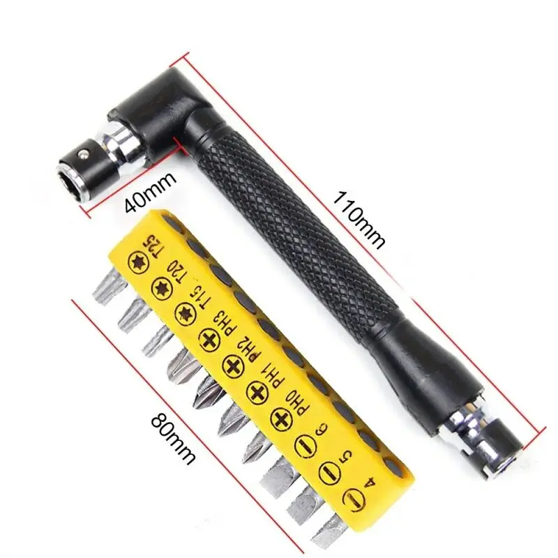 

Right Angled Offset Spanner Wrench Set, Hex Screwdriver Bit Mechanic Tool, Perfect for Tight Spaces, 10 Screwdriver Bits