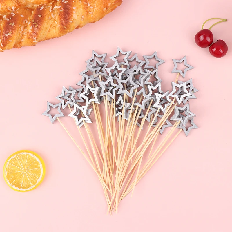 Description Picture 5 of item50/100Pcs Star Disposable Bamboo Skewers Food Cocktail Picks Buffet Fruit Cupcake Fork Sticks Party Table Decoration Supplies