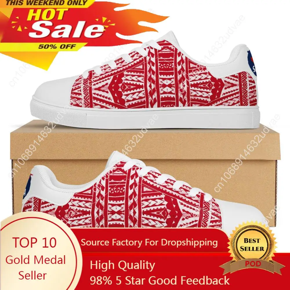 

Polynesian Samoa Tribal Sia Red Flat Sneaker Samoa Logo Printing Custom Fashion Walking Sport Shoes Light Women Running Shoes