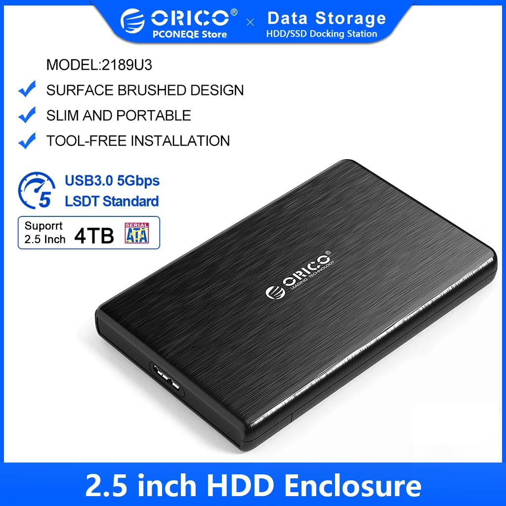 

ORICO USB 3.0 to SATA 3.0 HDD Case 2.5 Inch SATA to Type-C HDD Case USB3.0 MicroB External Hard Drive Disk Enclosure Support 2TB