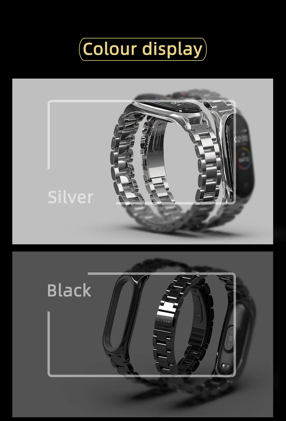 Strap For Xiaomi Mi Band 3 4 5 Wrist Metal Bracelet Screwless Stainless Steel MIband for Mi Band 4 3 5 Strap Wristbands Pulseira
