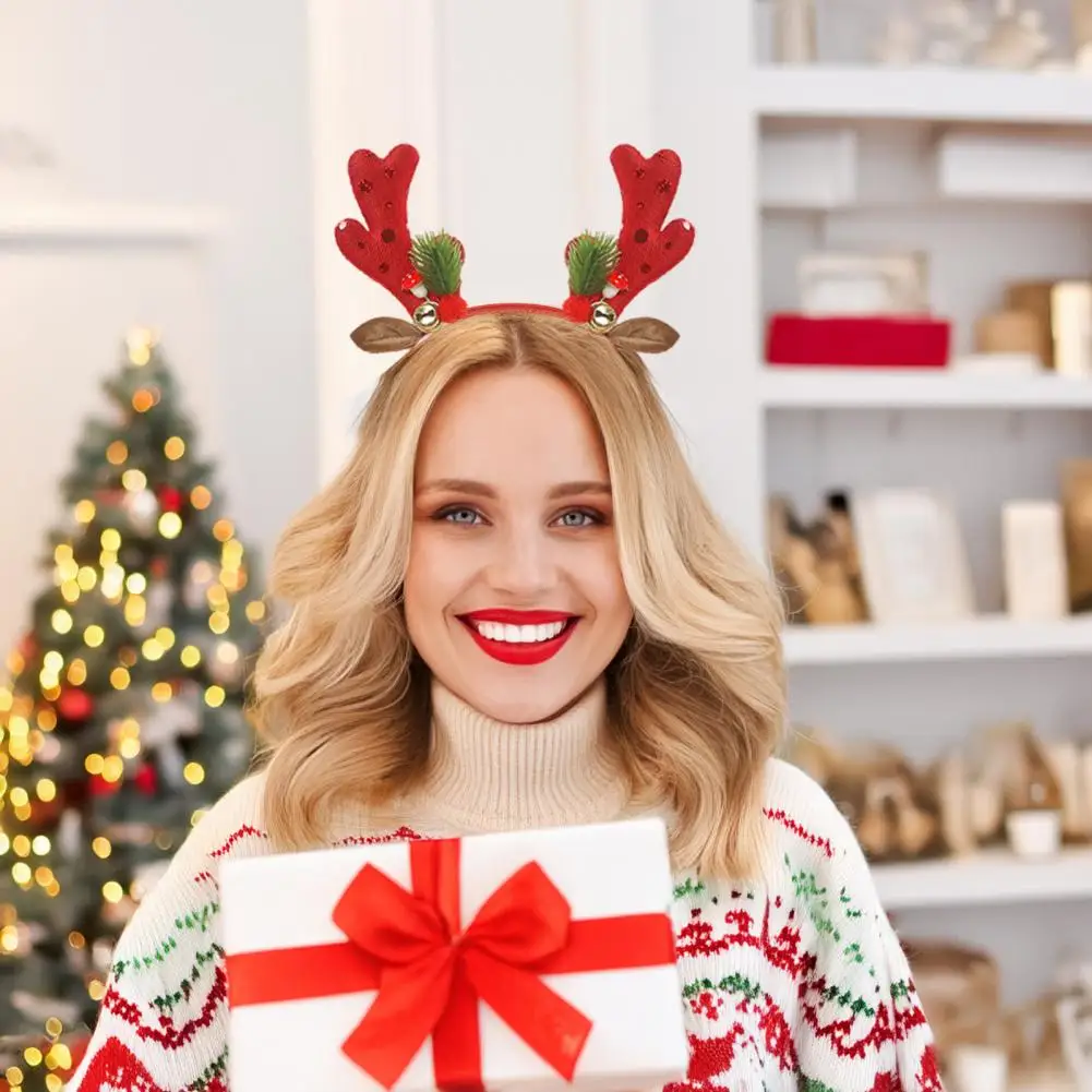 Festive Holiday Headband Lightweight Christmas Headband Festive Christmas with Elk Horns Bells for Kids for Children