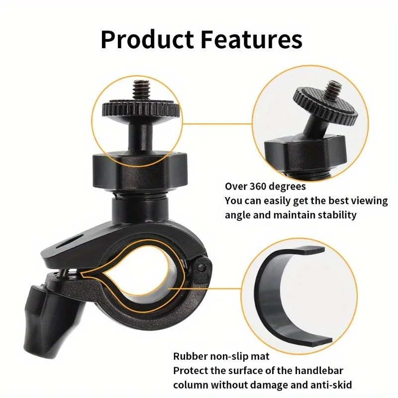 360 Degree Rotation Bike Bracket Bicycle Handlebar Mount Holder For GoPro Hero 11 10 9 8 7 6 5 SJCAM Adapter Camera Accessories