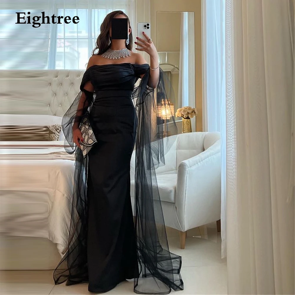 Achitree schwarz abend dresse von der schulter saudi arabien fleck meerjungfrau rücken frei party kleid robe de soirée femme neuankömmling