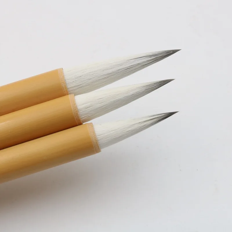 Bamboo Calligraphy Brush Chinese Traditional Watercolor Painting Brush Weasel Wool Hair Regular Script Writing 3 Pcs/set Paint Brush Calligraphy Brush