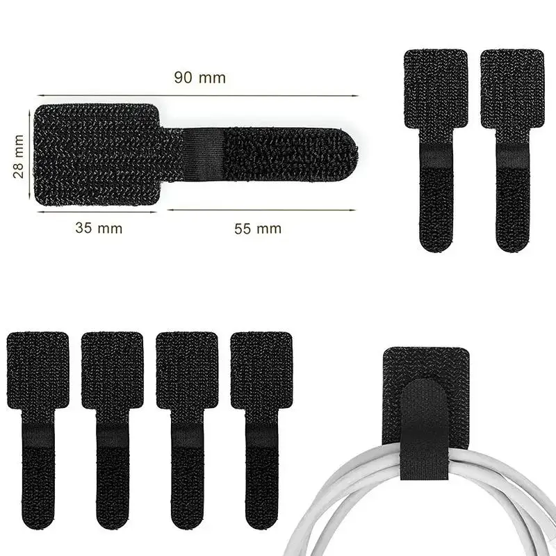 Reusable Cable Ties Fastening Wire Organizer Cord Rope Holder Self Adhesive Adjustable Cord Organizer Straps Desktop Management