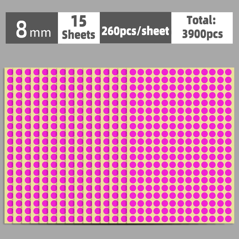 Colorful Multi-Size Self-Adhesive Dot Label Stickers - 15 Sheets for Versatile Organization and Decoration