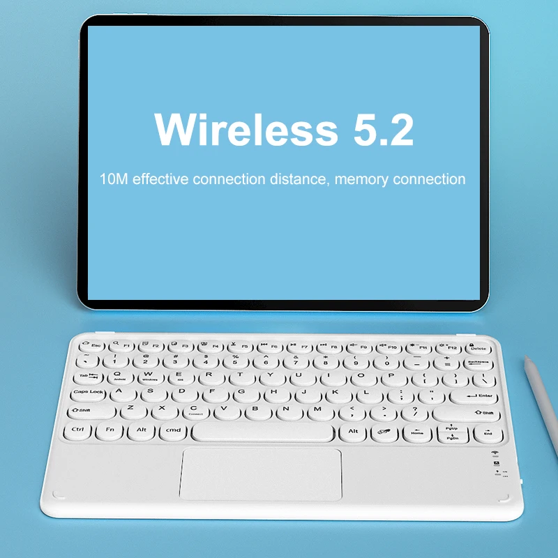 Wireless Keyboard Bluetooth-compatible Keyboard Slient Rechargeable Round Key Keypad With Touchpad For Android IOS Windows PC
