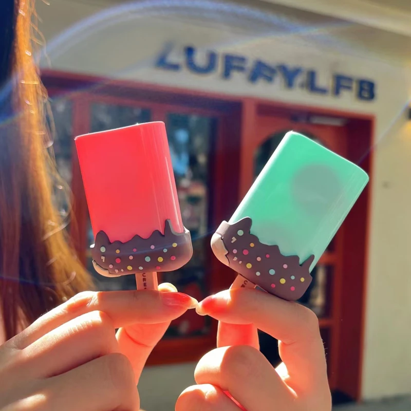 Cute Ice Cream Popsicle Contact Lens Companion Box Colored Lenses Container Box for Party Travel Set Clip Tweezers