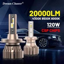 H4 LED 전조등 CSP 칩, PTF 얼음 전구, 안개등, 불비전, 20000LM, LED H7, H1, H11, H8, H9, 9005, 9006, HB3, HB4, 120W, 4300K, 6500K, 8000K