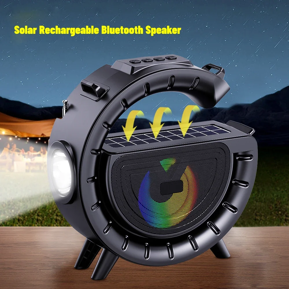 

Outdoor Portable Bluetooth Speaker, Large G Flashlight, Solar Player, Wireless Card, Portable Light Emitting Music Player