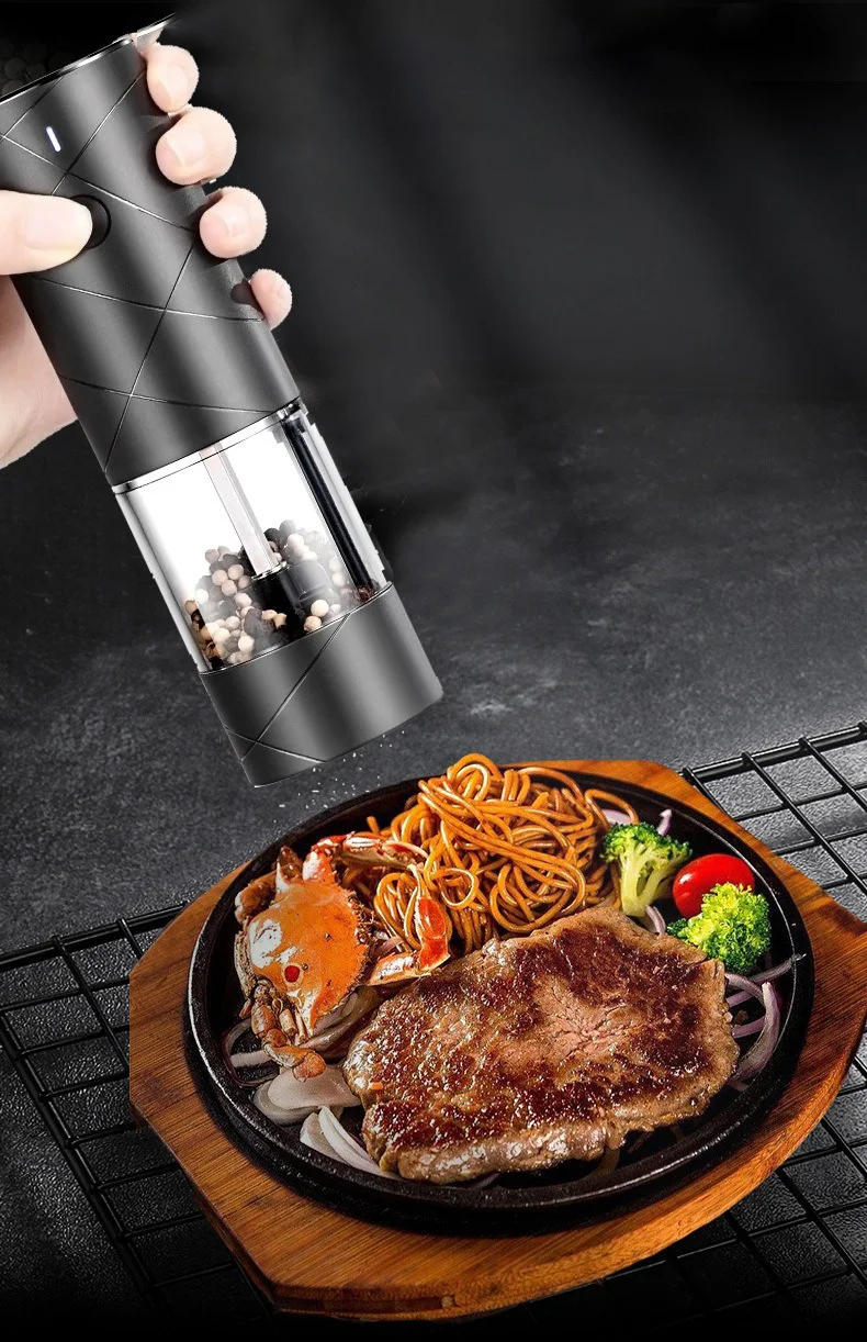 Description Picture 4 of itemElectric Grinder Automatic Mills Pepper Seasonings Spices Grain Salt Grinder with LED Light Adjustable Coarseness Kitchen Tools