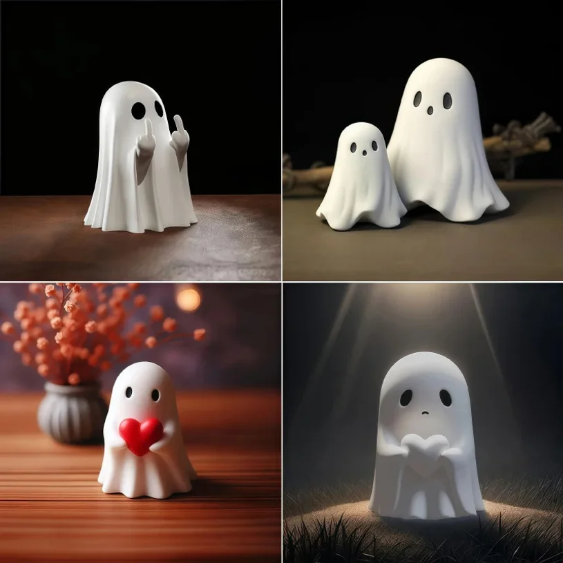 Cute Middle Finger Ghost Statue, Small Halloween Decor Home, Centerpiece For Coffee Table, Adorable Horror Figure_voghion.com