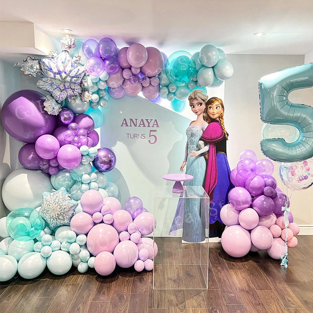141Pc Disney Frozen Theme Elsa Anna Princess Aluminum Balloons Baby Shower Kids Girl Birthday Party Decorations Background