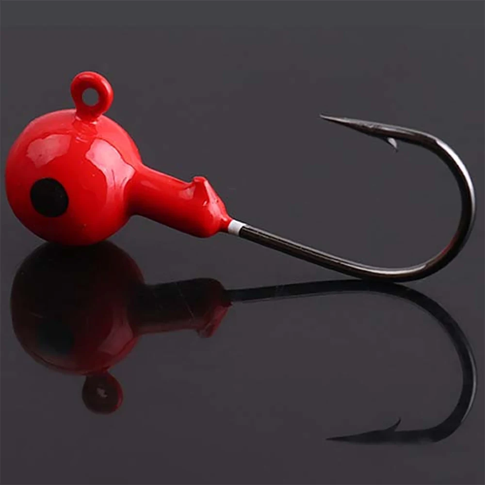 10 teile/los Metall Jig Haken 3,5g 18g Farbe 3D Auge Ball Jigging Kopf Haken Widerhaken Kurbel Schaft für weiche Köder Wurm Angeln Angelhaken – Detail 7