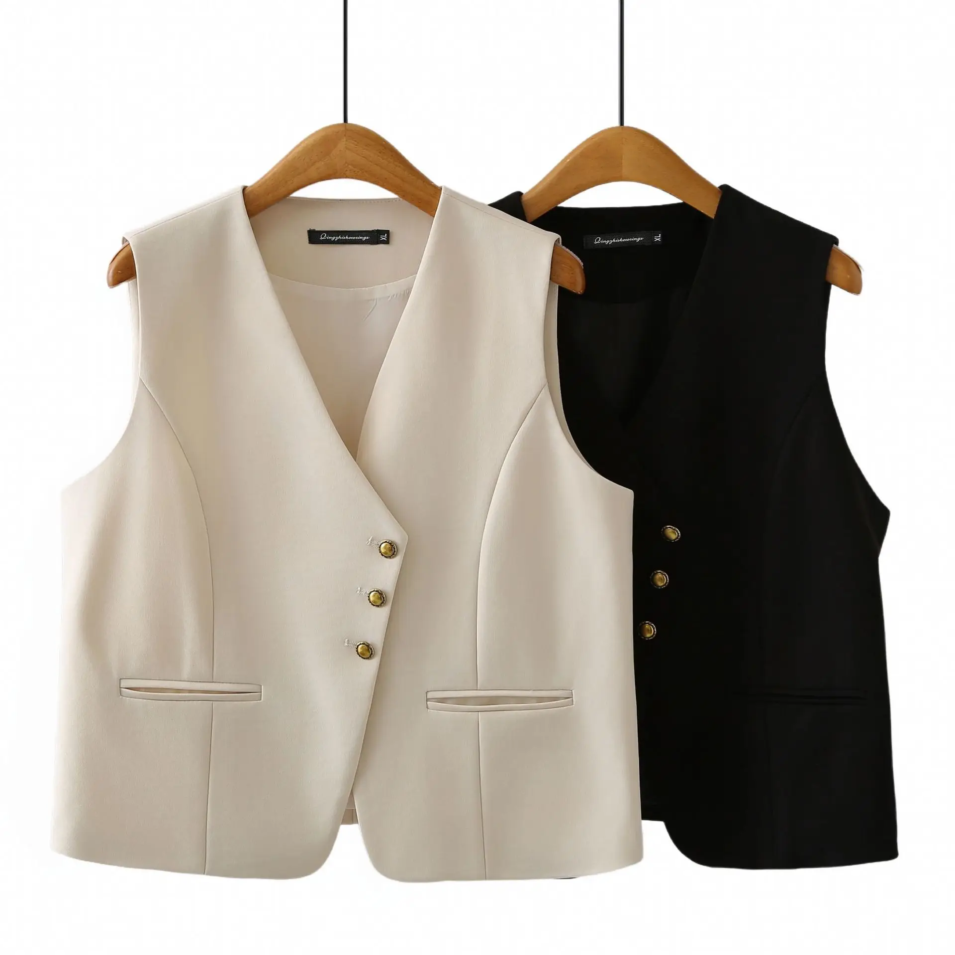 XXXXL Fashion Plus Size Women's Suit Vest New Autumn Style V-neck Waistcoat Casual Sleeveless Jacket 2517