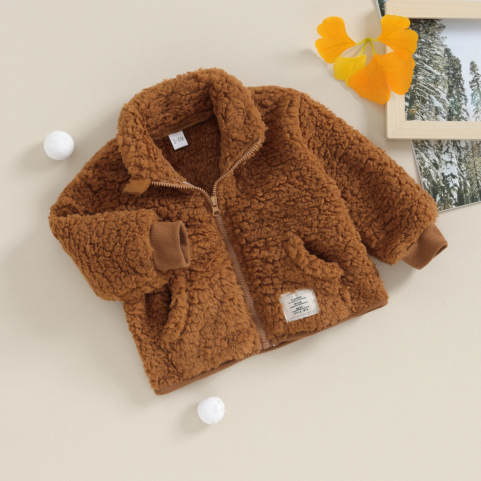 Winter Warm Baby Boy Girls Fleece Jacket Long Sleeve Stand Collar Zipped Coats Outwear with Pockets For Toddler Infant Clothes