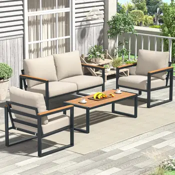 4-Piece Metal Patio Conversation Set 1