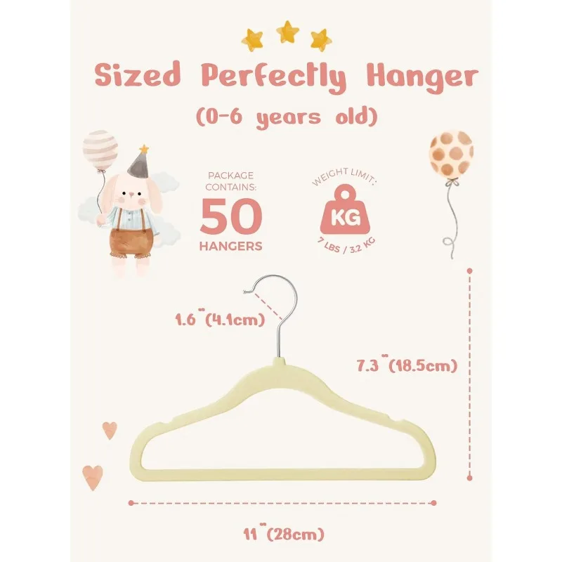 Velvet Baby Hangers 50 Pack,Premium Children's Hangers for Baby, Infant &  Toddler Clothes, Durable Non Slip Felt Hangers Beige - AliExpress