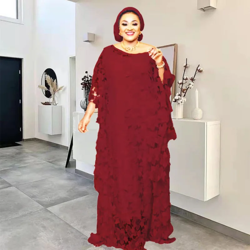 

Dashiki African Dresses for Women Spring Summer African Women Long Sleeve O-neck Lace Polyester Plus Size Long Dress Maxi Dress