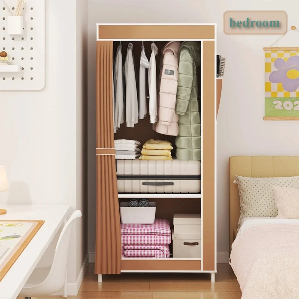 Fabric Wardrobe Minimalism Fabric Wardrobes Organizer Floor Multi Layer Clothing Storage Cabinets Bedroom Dust Proof Foldable Clothing Hanger