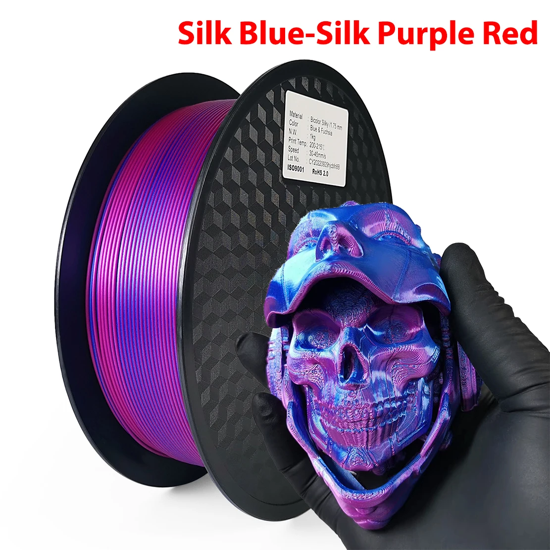 Dual Color Silk PLA 3D Printer Filament - Blue & Purple Red (Available in 200g, 500g, 1Kg)